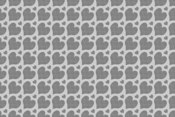 Abstract gray fabric heart pattern wallpaper seamless on gray background, cute pattern for printing fashion fabrics and printed products.