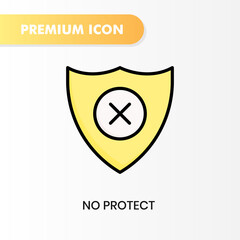no protec icon for your website design, logo, app, UI. Vector graphics illustration and editable stroke.no protec icon lineal color design.