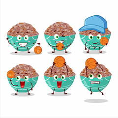 Talented red cargo rice cartoon character as a basketball athlete