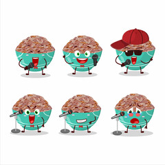 A Cute Cartoon design concept of red cargo rice singing a famous song