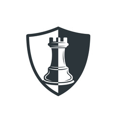 chess castle and shield icon