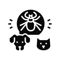 mite on animal body glyph icon vector. mite on animal body sign. isolated contour symbol black illustration