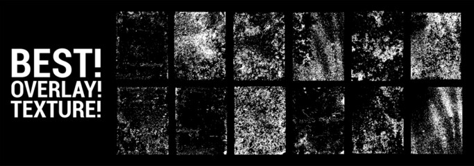 The effect of an old wall with scratches and damage. Collection of textures overlay on the background. Different paint textures with splay effect and drop ink splashes. Stamp overlay. Vector set
