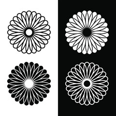 Set of flower ornament in black and white colors. Very suitable in various purposes apps, websites, symbol, logo, icon and etc.