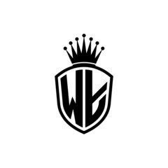 Monogram logo with shield and crown black simple WT