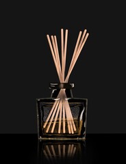 Illustration of glass jar with scent sticks for home