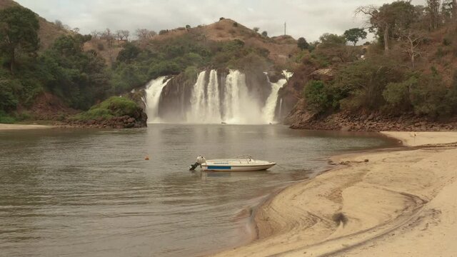 Flying over a waterfall in kwanza sul, binga, Angola on the African continent 8