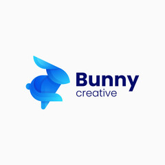 Vector Logo Illustration Bunny Gradient Colorful Style.