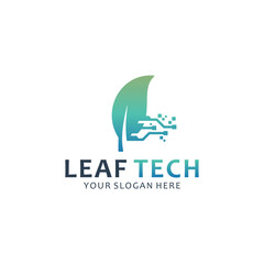 leaf tech logo template