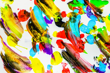 Splash watercolors drops on white background. Abstract colorful for background