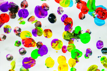 Splash watercolors drops on white background. Abstract colorful for background