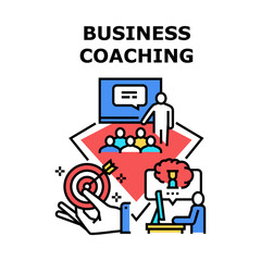 Business Coaching Event Vector Icon Concept. Business Coaching Event For Studying And Motivate Employers For Success Achievement. Team Workers Educational Lecture Color Illustration