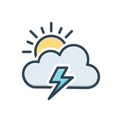 Color illustration icon for partly