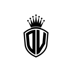 Monogram logo with shield and crown black simple DV