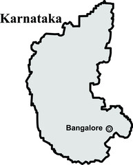 karnataka state map, Indian state border capital bengaluru