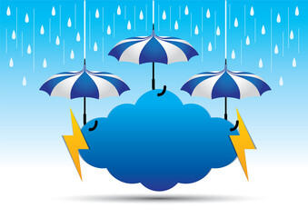 creative monsoon hanging sign vector for rainy season promotion media - obrazy, fototapety, plakaty