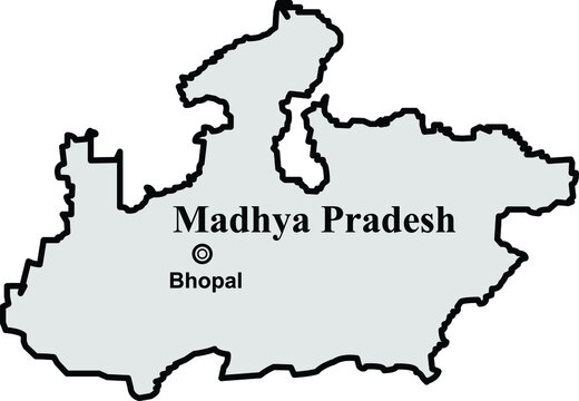 Madhya Pradesh State Map, Indian State Border Capital Bhopal