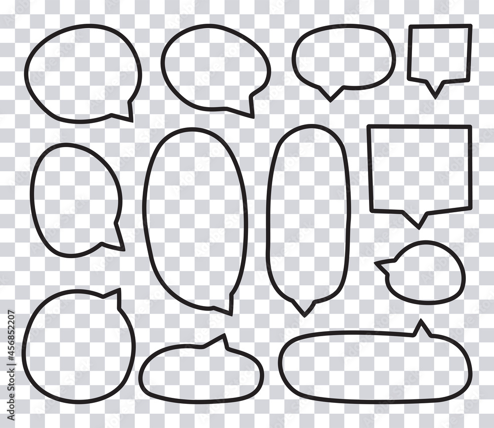 Poster hand drawn speech bubble set isolated on transparent background. vector.