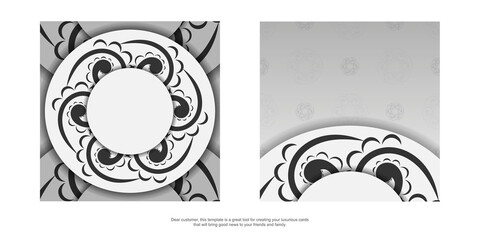 White greeting card with black luxury pattern