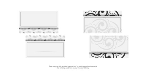 White color business card template with black mandala ornament