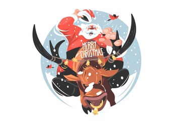 Santa riding on deer