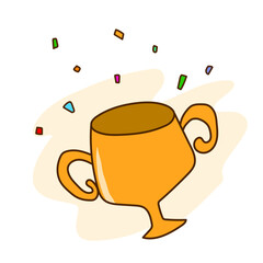 Winning Trophy doodle, a drawing of a shiny golden trophy, isolated on a white background.