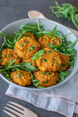 Homemade fried sweet potato cakes on a plate