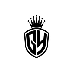 Monogram logo with shield and crown black simple GY
