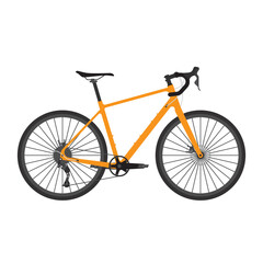 bicycle vector, gravel road bike illustration with orange color, isolated with white background