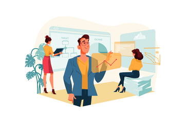 Workflow in a business office. Teamwork on project