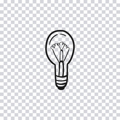 Hand drawn Light Bulb isolated on transparent background. Sketch. Vector illustration.