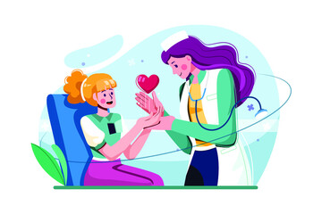 Cardiologist healing heart Illustration concept. Flat illustration isolated on white background.