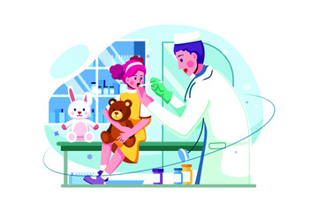 Kid checkup at children doctor Illustration concept. Flat illustration isolated on white background.