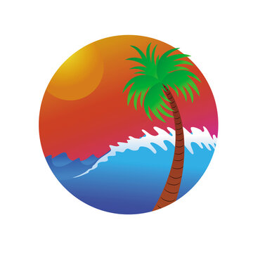 Clip art The big wave with palm