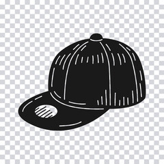 Hand drawn Snapback isolated on transparent background. Vector illustration.