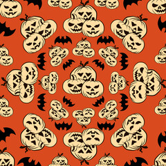 Halloween orange festive seamless pattern. Endless background.