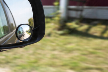 look at the road from the windshield during the day, travel by car along an empty highway,...