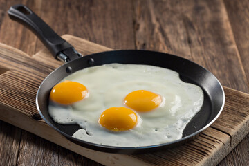 Fried eggs in a frying pan