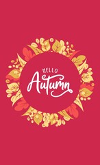 Autumn Sale Promo Banner with Fall Foliage on Pink Background. Seasonal Shop Discount Offer with Red and Orange Leaves of Maple, Sale, Price Off Poster or Voucher Design. Cartoon Vector Illustration