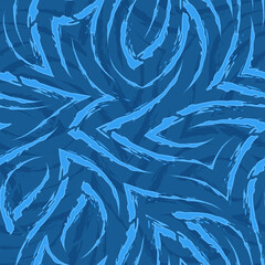 Simple seamless pattern of blue stripes with torn edges. Seamless pattern of blue of abstract lines and corners in grunge style. Linear texture.