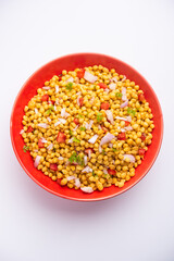 Boondi Chaat or Bundi Bhel, popular roadside snack item from India