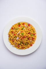 Boondi Chaat or Bundi Bhel, popular roadside snack item from India