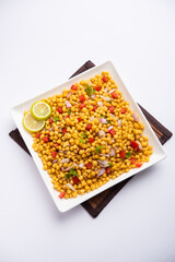 Boondi Chaat or Bundi Bhel, popular roadside snack item from India