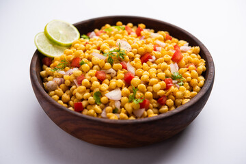 Boondi Chaat or Bundi Bhel, popular roadside snack item from India