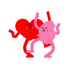 Heart and brain Dancing. Romantic relationship. Love illustration 1