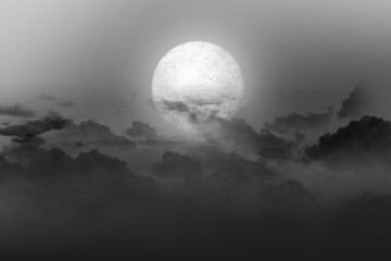 Full moon with dark cloudscapes on the night