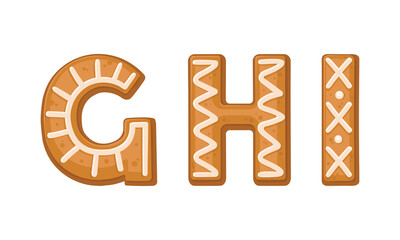 Alphabet Capital Letter as Freshly Baked Cookie and Christmas Holiday Treat Vector Set