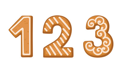 Number and Numeral as Freshly Baked Cookie and Christmas Holiday Treat Vector Set