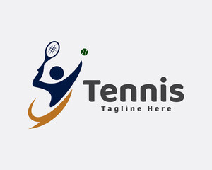 abstract smash shoot ball player tennis logo template illustration