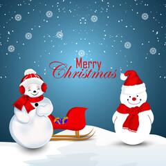 Merry christmas invitation greeting card with creative snow balls